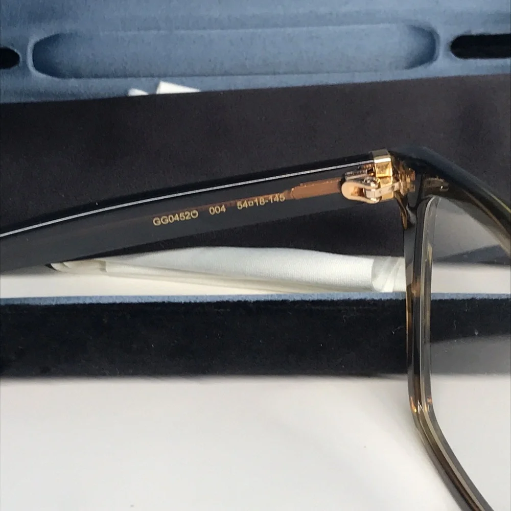 New Authentic Gucci GG0452O 004 Eyeglasses Brown Havana Oversized Square Frames